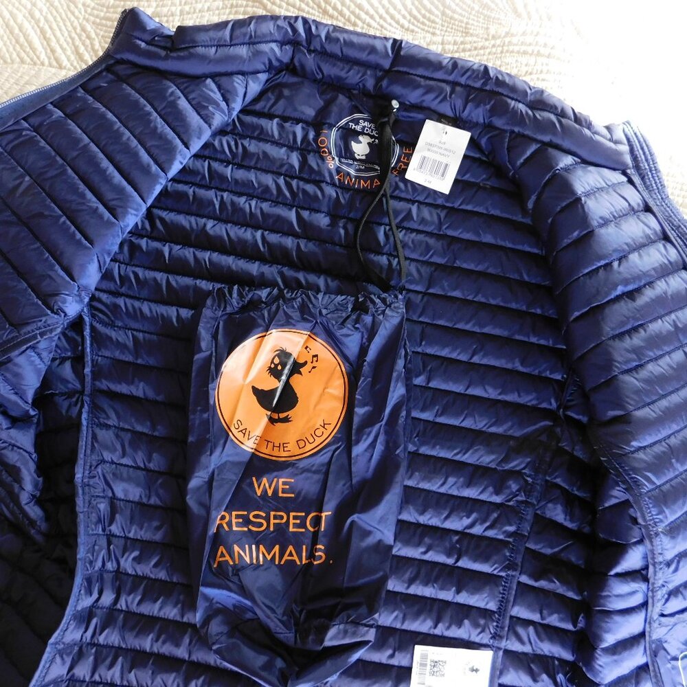 NWT Save The Duck Iris NLA Carly style navy Plumtech vegan down puffer jacket M - Picture 13 of 16